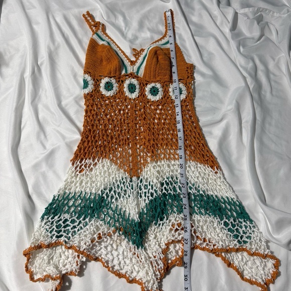 Crochet Knit Swimsuit Cover-Up – Corset Back – Boho Beach Dress Resort Vacation - Picture 10 of 11